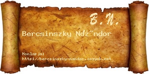 Bercsinszky Nándor névjegykártya